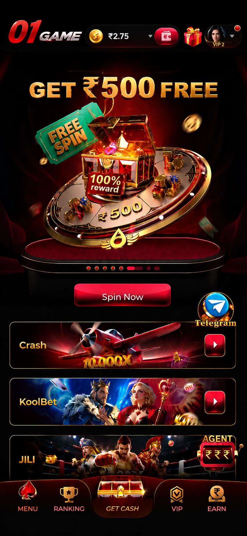 01GAME app on Android